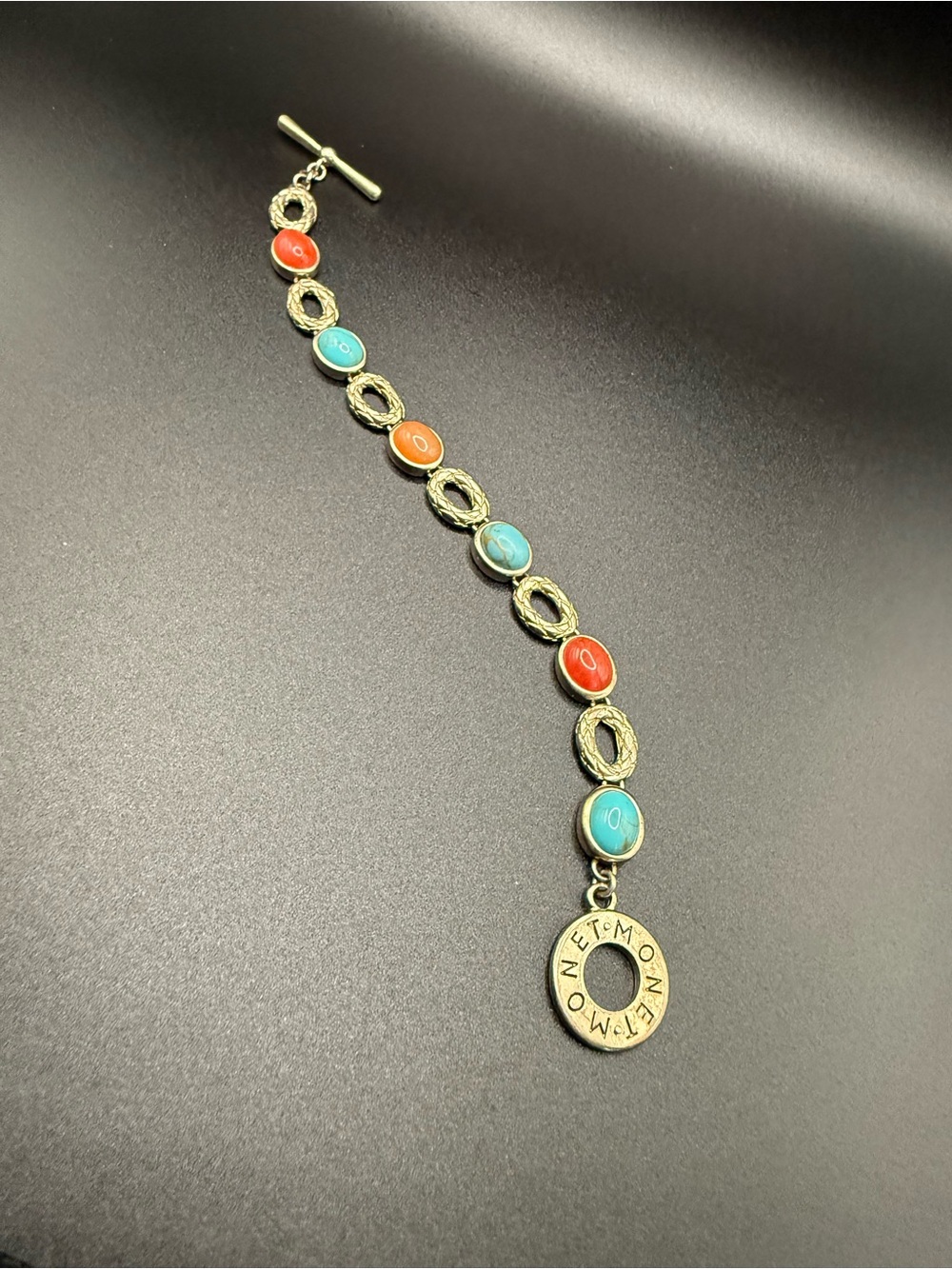 vintage Monet Cabochon Link Toggle Bracelet
